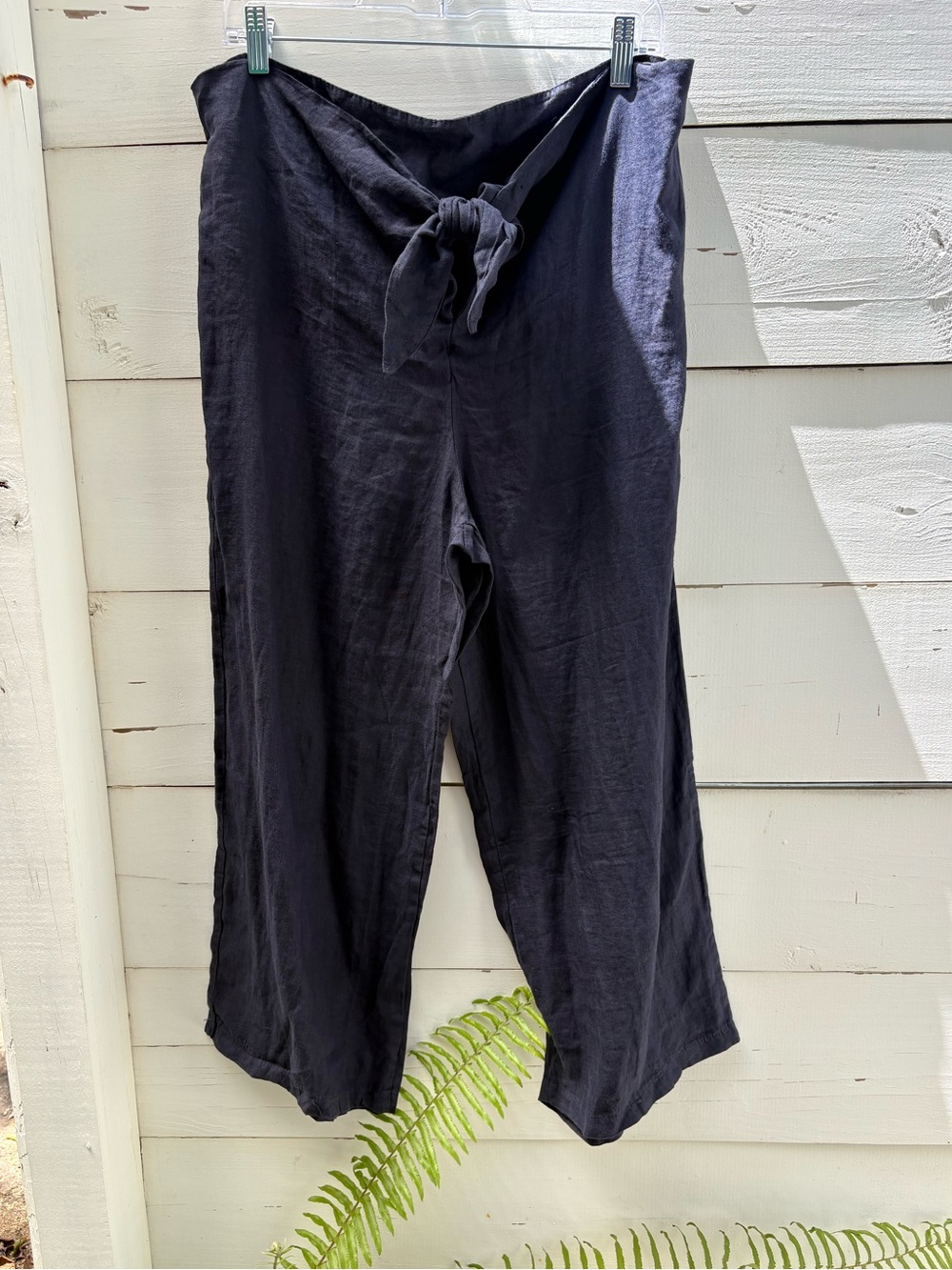 Navy Linen Tie-Waist Flowy Pants NWT M